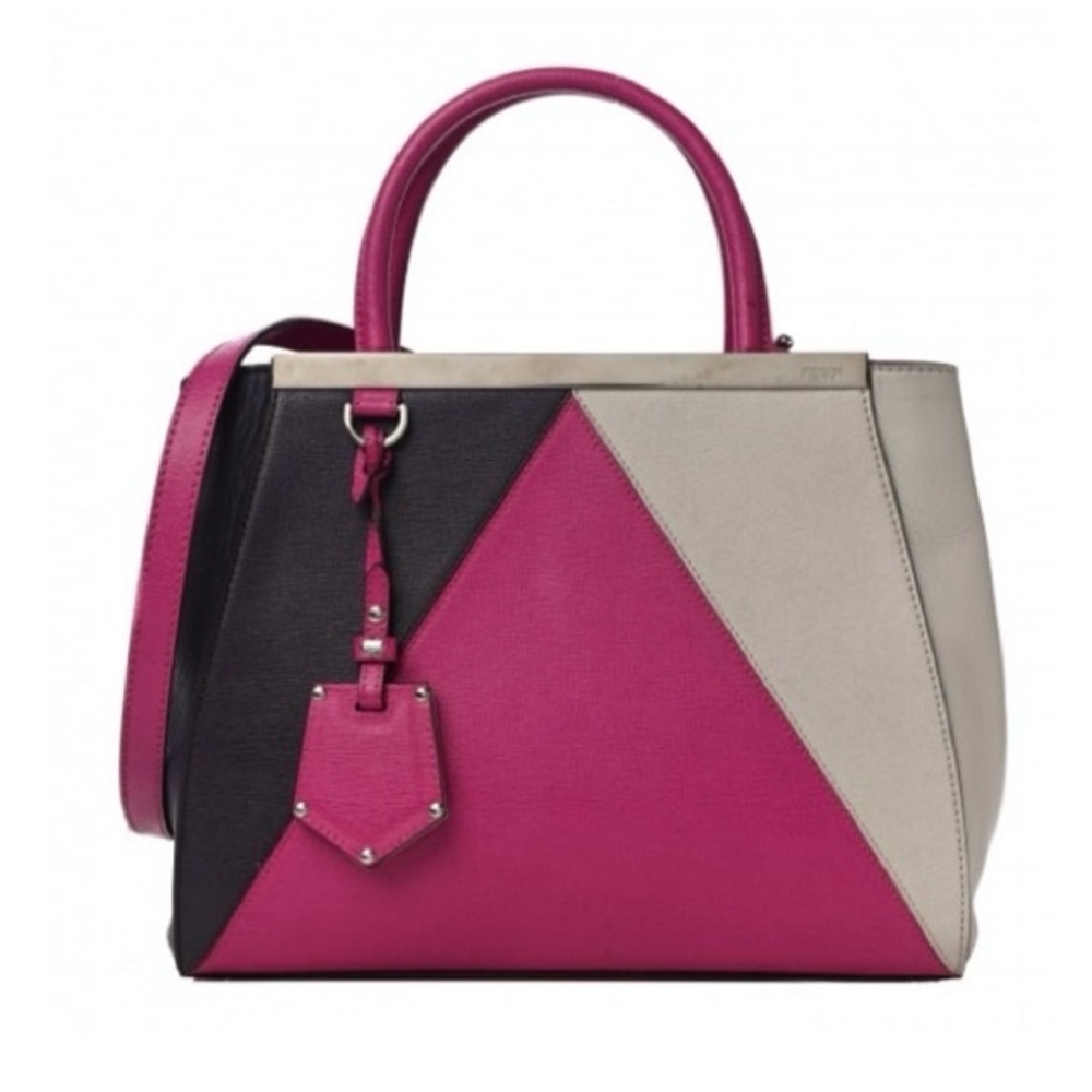 ❤️ FENDI TRICOLOR LEATHER SAFFIANO Bag with Geometric Design.NWOT
